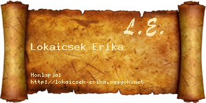 Lokaicsek Erika névjegykártya